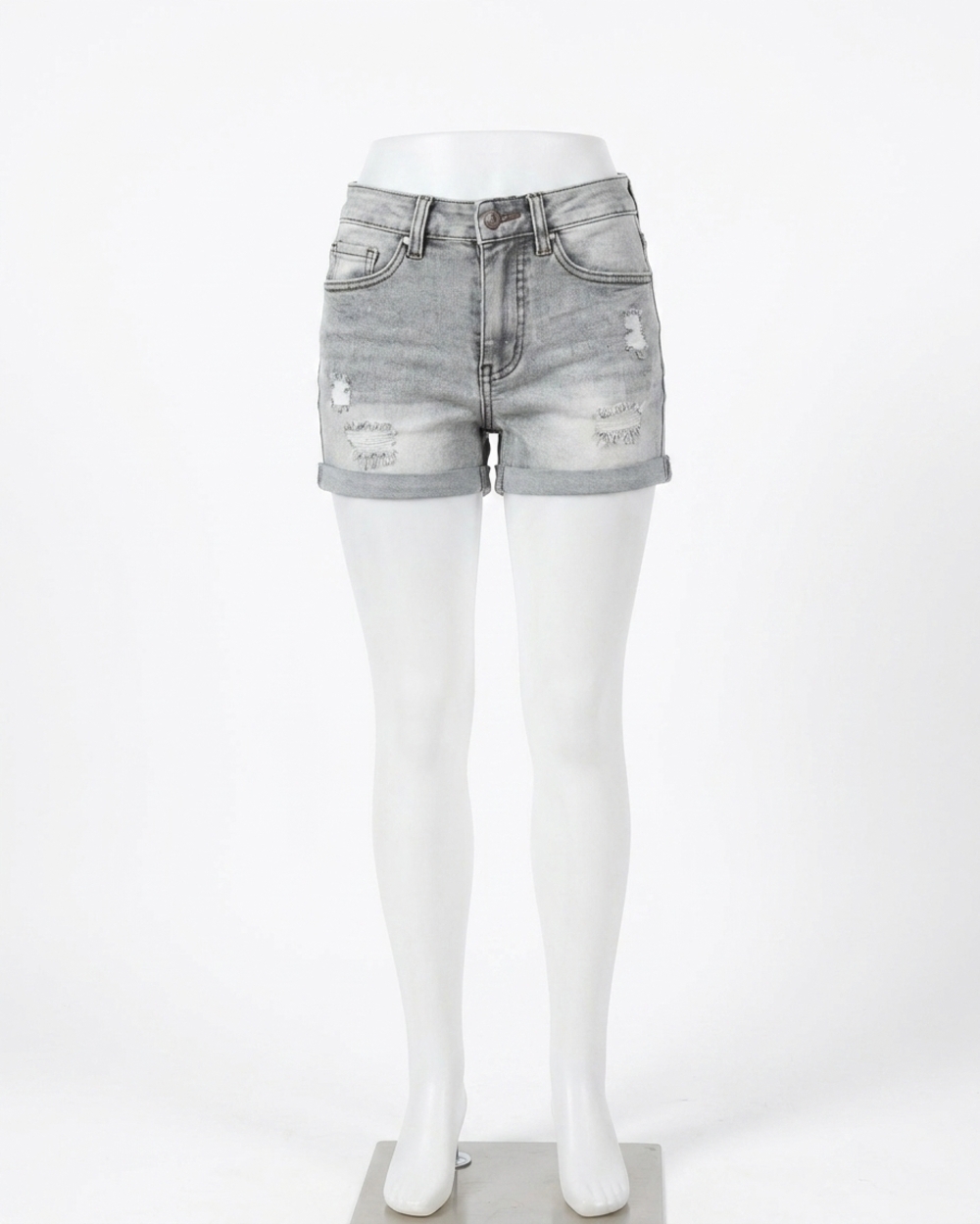 NEW GRACE AND LACE distressed super stretch short in light aged mid-wash